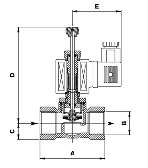 Нормально открытый  электромагнитный клапан с ручным взводом  Giuliani Anello     MSVO34/6B